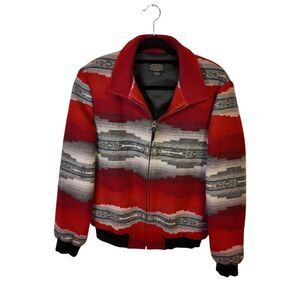 Pendleton Alamosa Red And Grey 100% Wool Jacket Size M